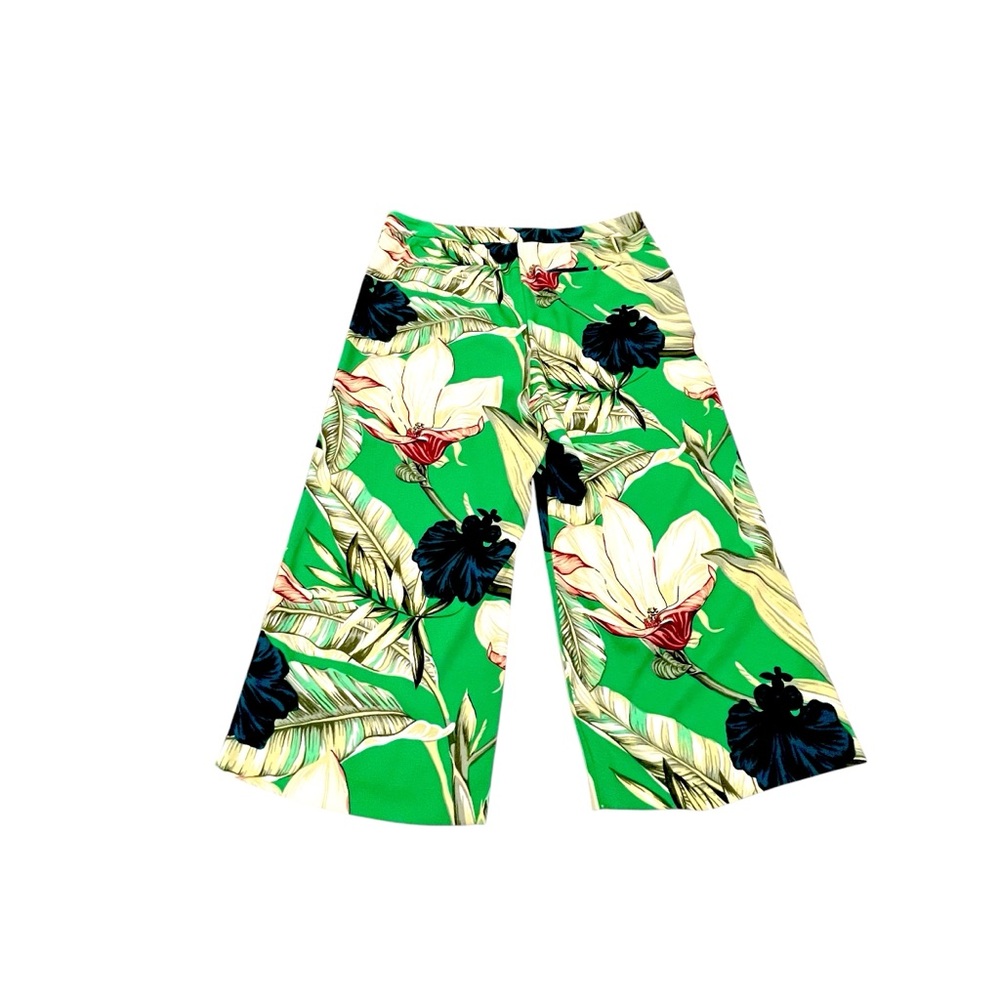 ANN TAYLOR Multi Color Floral The Drapey Wide Leg Crop Pant Size 16 - Picture 3 of 12